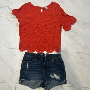 Lacy like Top and Hollister shorts